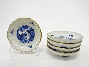 古伊万里　染付　花手塩皿5客揃